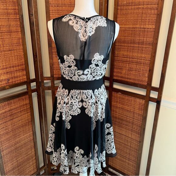 Karen Millen Black Gray Silk Cocktail Dress Lined Sleeveless Size 8 - Picture 6 of 12